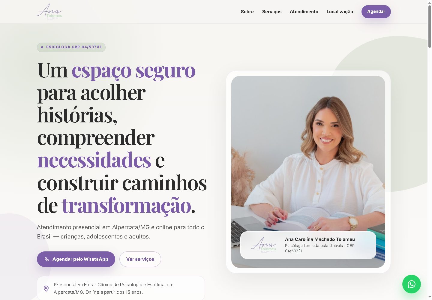 Página inicial de Ana Tolomeu