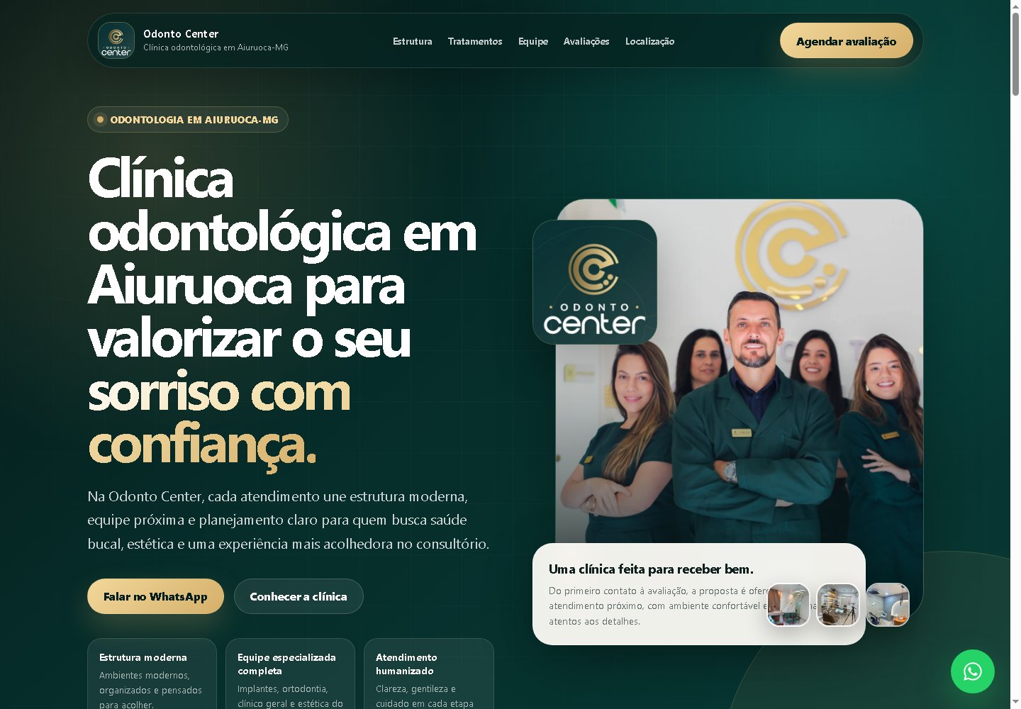 Página inicial de Odonto Center Aiuruoca
