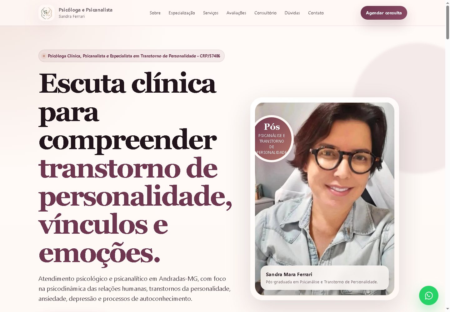 Página inicial de Sandra Ferrari
