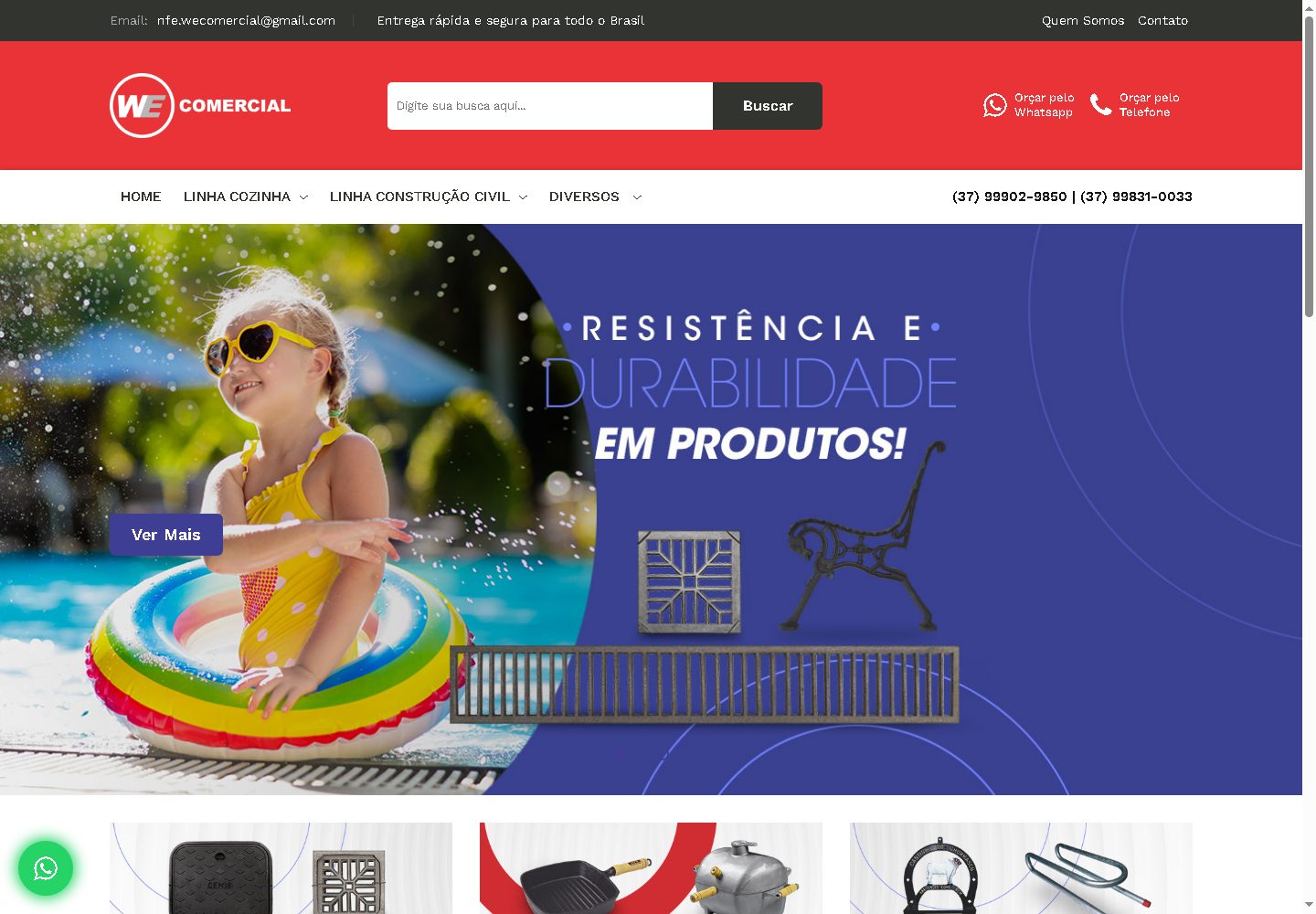 Página inicial de WE Comercial